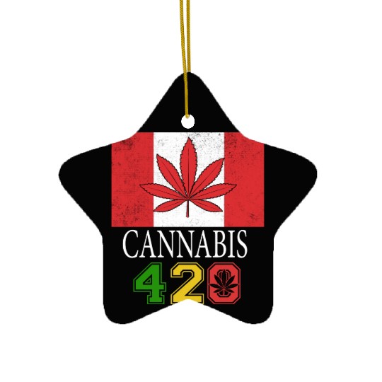 Comical 420 Celebrate Herb Weed Marijuana Design Ceramic Ornaments