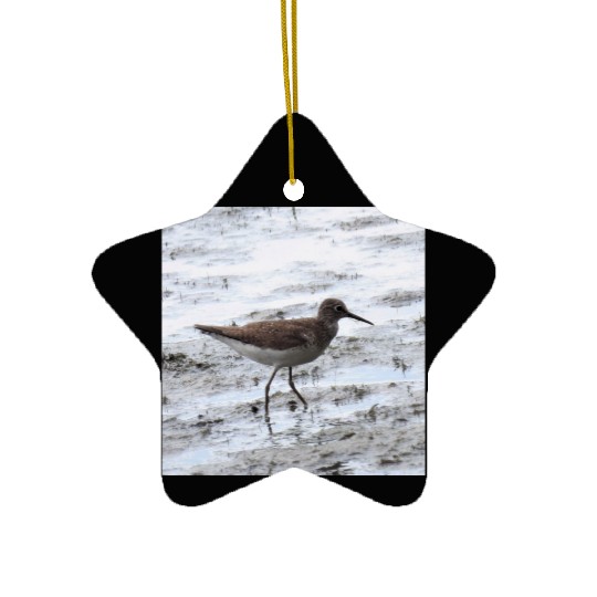 Sandpiper walking along the shore Ceramic Ornaments