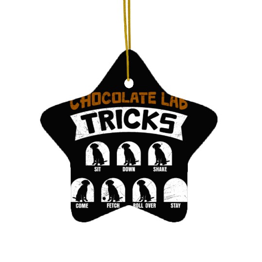 Labrador Funny CHOCOLATE LAB TRICKS Stubborn Ceramic Ornaments