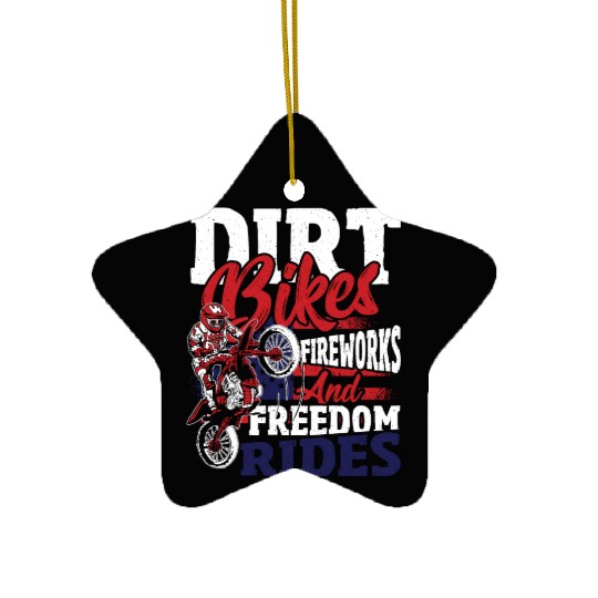 Dirt Bike American Flag Motocross Biker 4th of Ceramic Ornaments