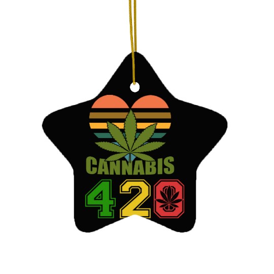 Hysteric 420 Love Good Herb Weed Marijuana Design Ceramic Ornaments