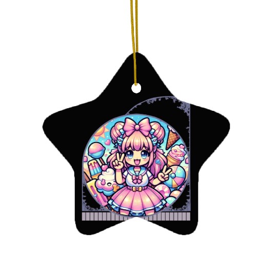 Kawaii Anime Girl's Ice Cream Paradise Sweet Ceramic Ornaments