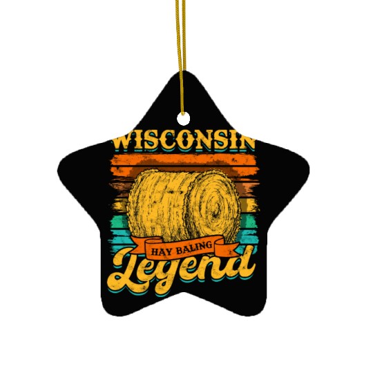 Hay Bale Farming Wisconsin Hay Baling Legend Ceramic Ornaments