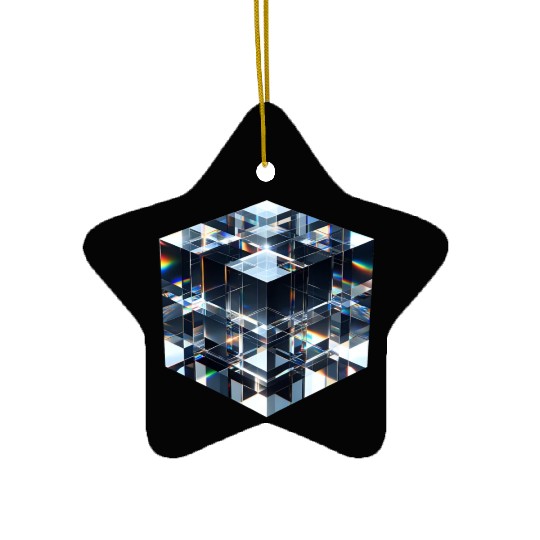 Abstract Crystal Cubes Ceramic Ornaments