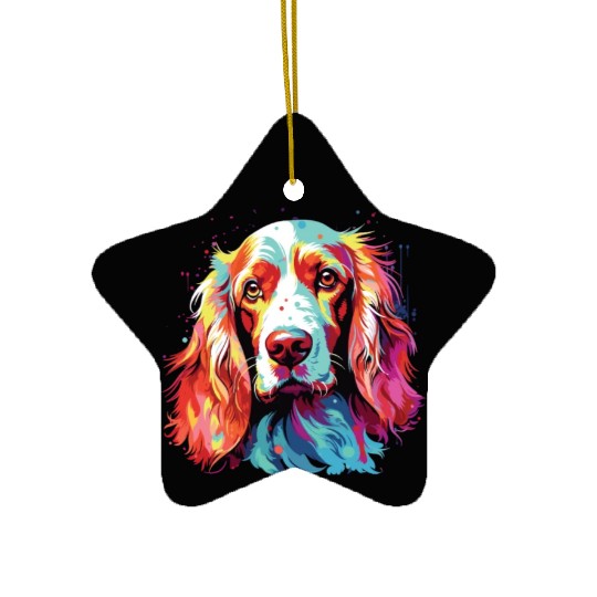Watercolor Colorful Irish Red And White Setter Ceramic Ornaments