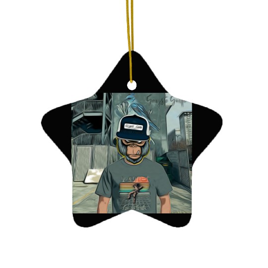 Gangsta Gorilla-Silverback Swanson Gorilla Wear Ceramic Ornaments