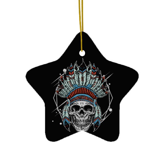 Indigenous Native American Skull Head Ceramic Ornaments