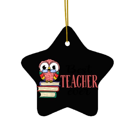 Best Teacher Ever Owl Books Teaching Ceramic Ornaments