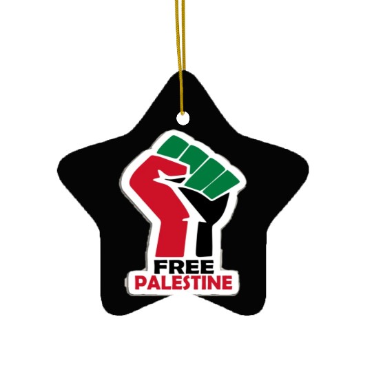 Bold Pro-Palestine Fist Design free Palestine free Ceramic Ornaments