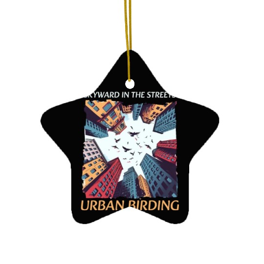 Urban Birdwatching Skyward In Streets Urban Birdin Ceramic Ornaments