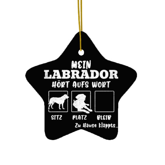 Labrador Owner MY LABRADOR LISTENS TO THE WORD Ceramic Ornaments