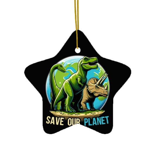 Save Our Planet Dinosaurs Kid Cute Earth Day Boys Ceramic Ornaments