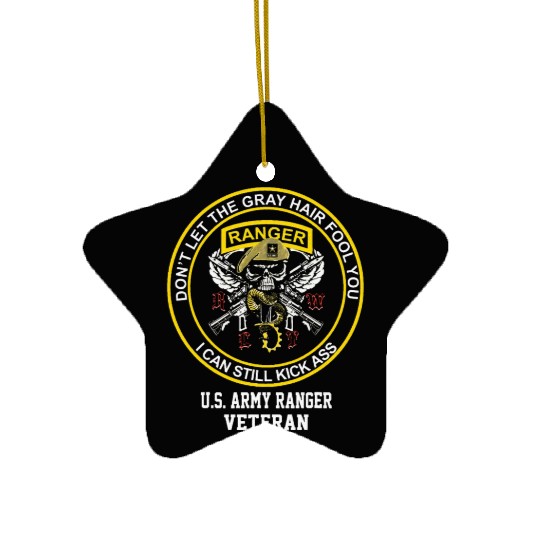 Retired US Army Ranger Veteran USA Military Vet Ceramic Ornaments