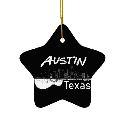 Austin Texas Souvenir Guitar Music Lover Ceramic Ornaments