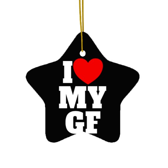 I Love My GF Red Heart Matching Couple Girlfriend Ceramic Ornaments