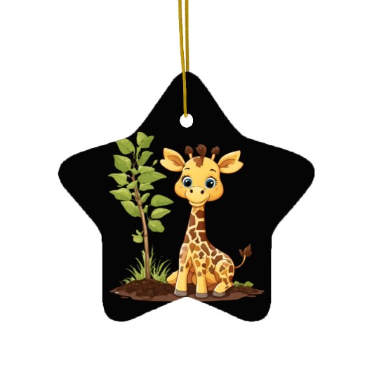 Earth Day Giraffe: Vibrant, Cute Design Ceramic Ornaments