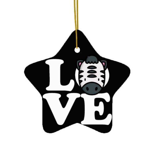 LOVE Zebra Funny Stripes Animal Face African Pun Ceramic Ornaments