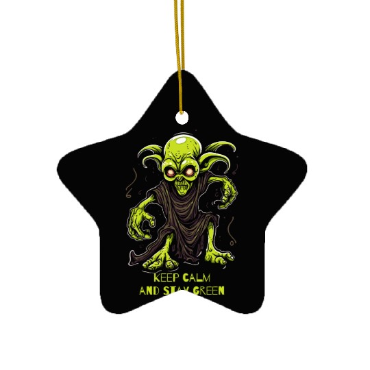 Keep Calm and Stay Green Goblin Ceramic Ornaments
