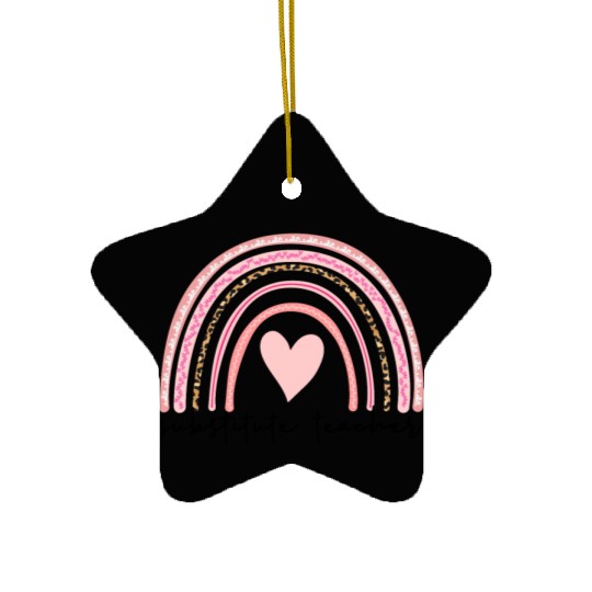 Substitute Teacher Boho Rainbow Back To School Ceramic Ornaments