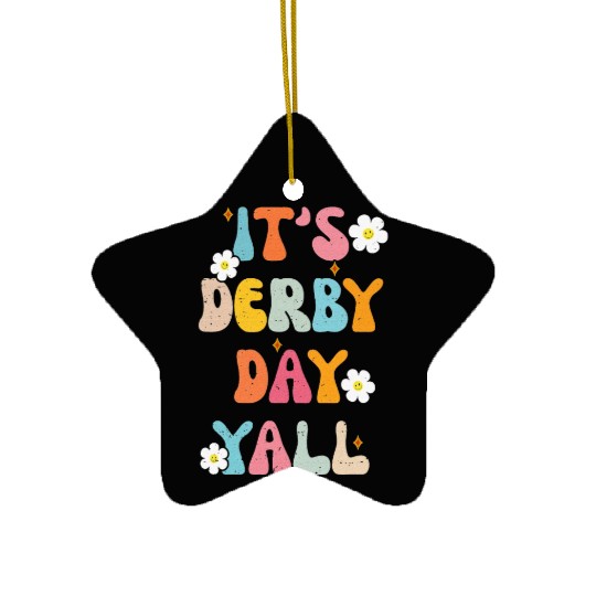 Funny Horse Racing Groovy It s Derby Day Yall KY Ceramic Ornaments