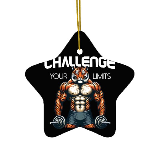tiger bodybuilding, get strong or die trying Ceramic Ornaments
