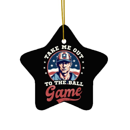 4th Of July Baseball Take Out To The Ball Game Ceramic Ornaments