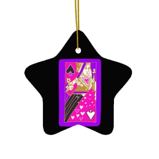 Purple Queen Of Spades Playing Card Ceramic Ornaments