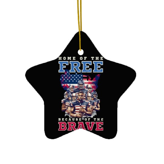 4th Of July Football Home Of Free Because Brave Ceramic Ornaments