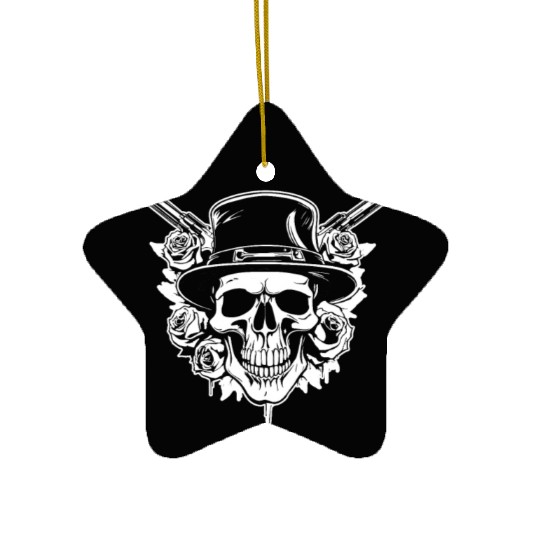 Skeleton Roses Guitar Guns Skull Roses Ceramic Ornaments