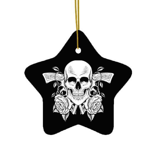 Skeleton Roses Guitar Guns Skull Roses Ceramic Ornaments