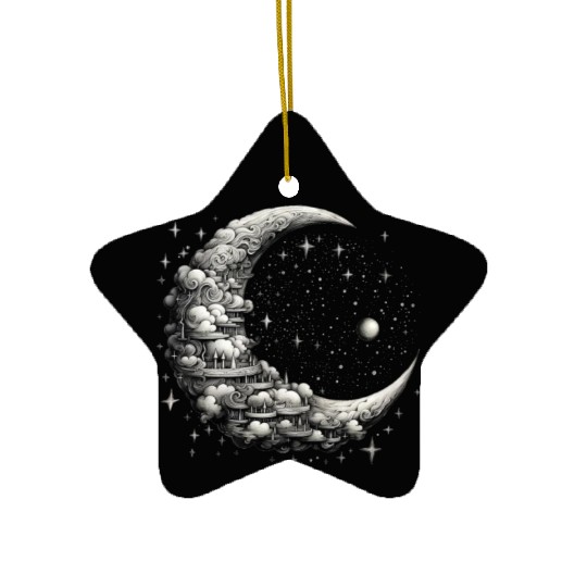 Cool Full Moon - Solar Eclipse, Moon Phases Total Ceramic Ornaments