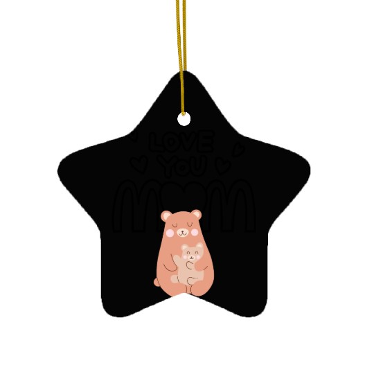 Peach Cute Mom And Baby Bear Mother s Day Card 4 Ceramic Ornaments