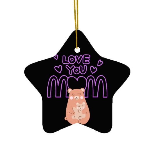 Peach Cute Mom And Baby Bear Mother s Day Card 1 Ceramic Ornaments