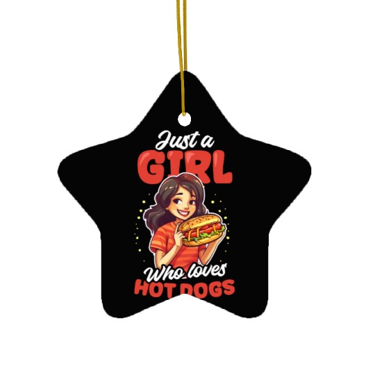 Hot Dog Girl Who Loves Hot Dog Ceramic Ornaments
