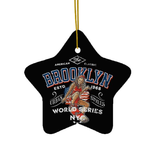 Brooklyn Skateboard Girl Vintage Design Ceramic Ornaments