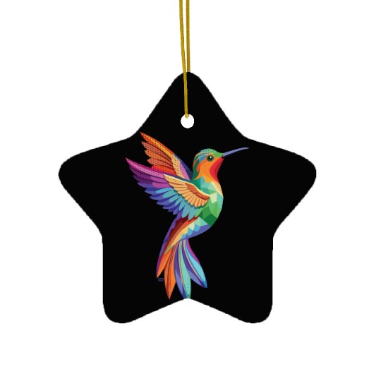 Geometric Hummingbird Ceramic Ornaments