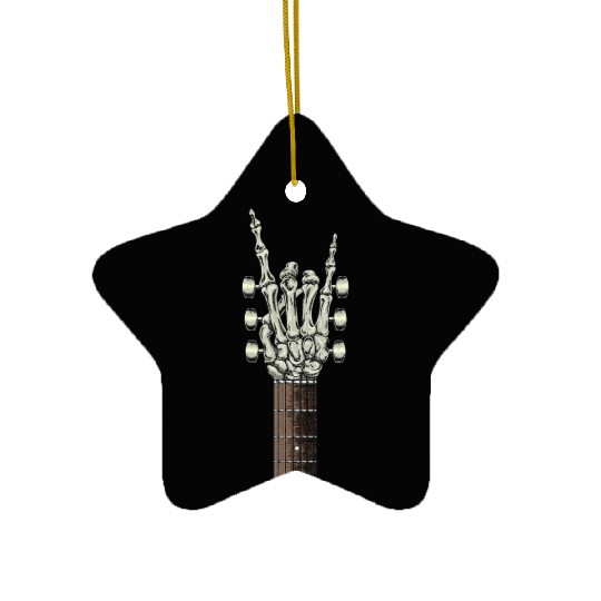 Rock On Skeleton Hand Guitar Rock Roll Rock Band Ceramic Ornaments