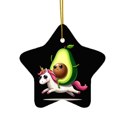 Avocado on unicorn Ceramic Ornaments