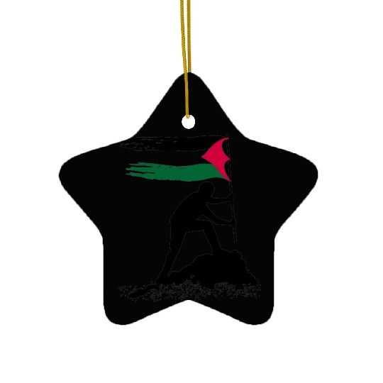 free palestine standing flag silhouette Ceramic Ornaments
