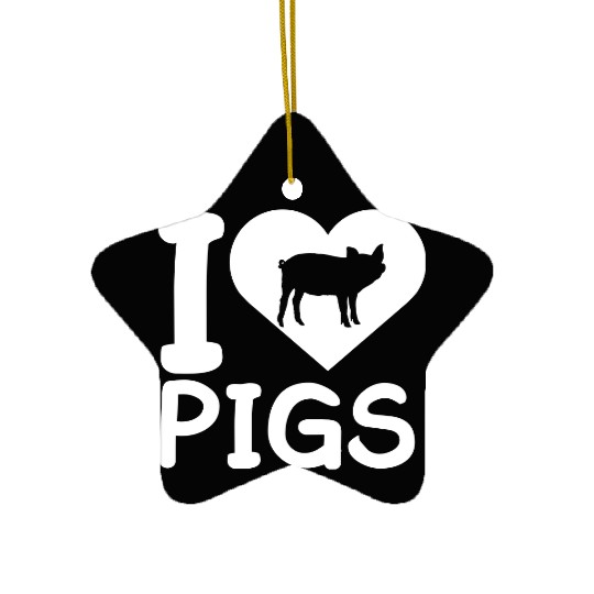 I Love Pigs pig heart piggy piglet Silhouette Ceramic Ornaments