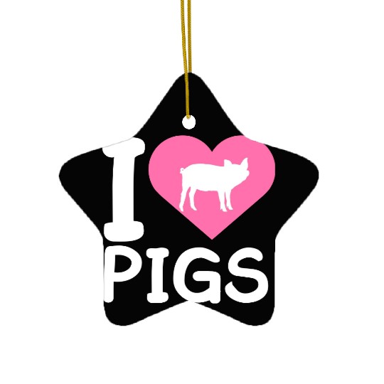 I Love Pigs pig heart piggy piglet silhouette Ceramic Ornaments