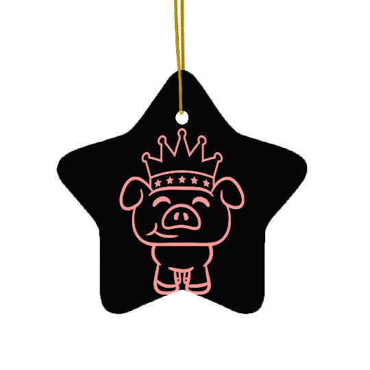Pig King Queen Crown Prince Princess Piggy Piglet Ceramic Ornaments