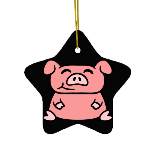 Little cute piggy sit pig piglet fat chubby animal Ceramic Ornaments