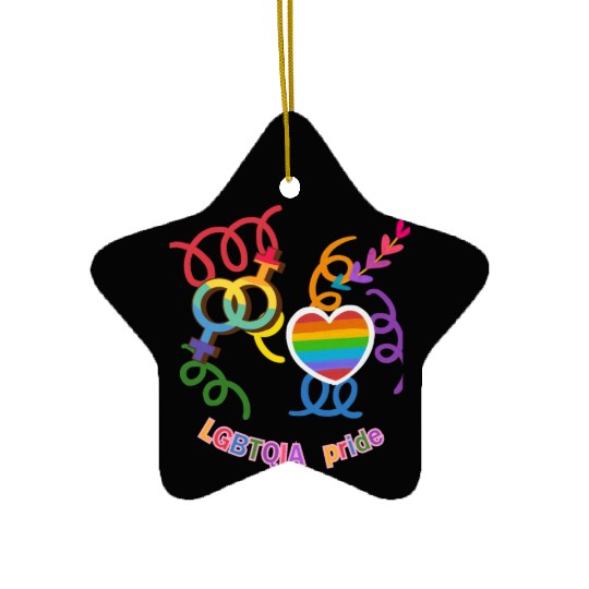LGBTQIA+ Pride Rainbow Heart Ceramic Ornaments