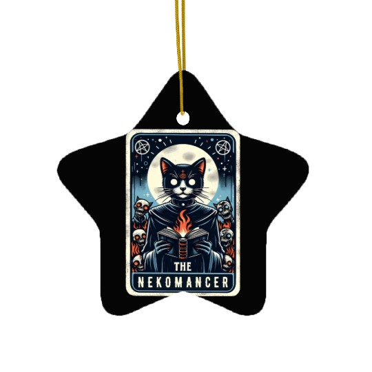 The Nekomancer Funny Tarot Necromancer Cat Pun Ceramic Ornaments