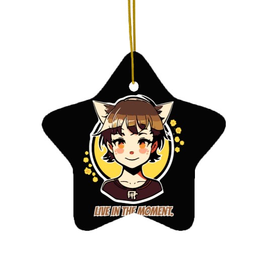 Live in the Moment: Manga Anime Girl Ceramic Ornaments