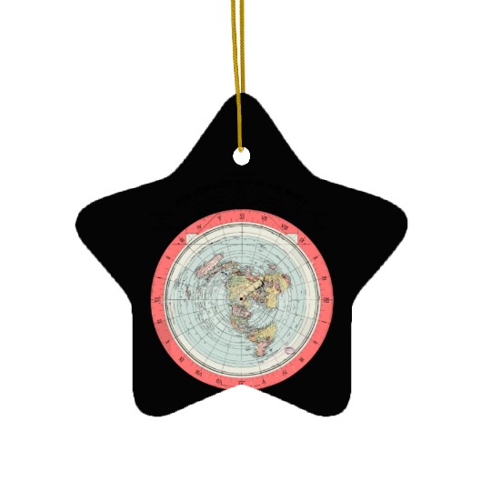 Flat Earth Theory World Map - Funny Conspiracy The Ceramic Ornaments