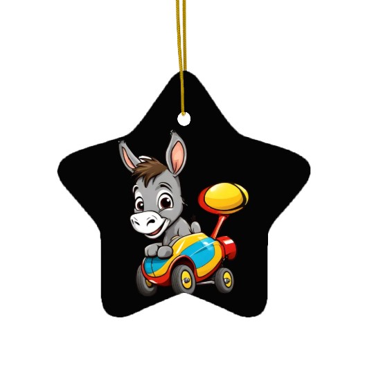 Speedy Donkey Auto Racing Design: Cute Racing Ceramic Ornaments