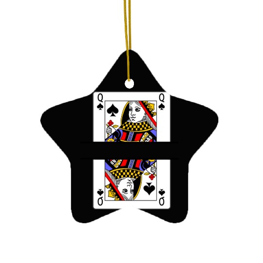 Playing card queen of spades with banner space Ceramic Ornaments