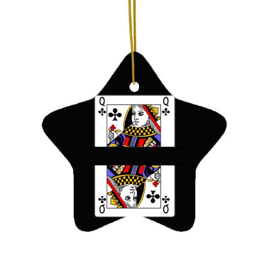 Playing card queen of clubs with banner space Ceramic Ornaments